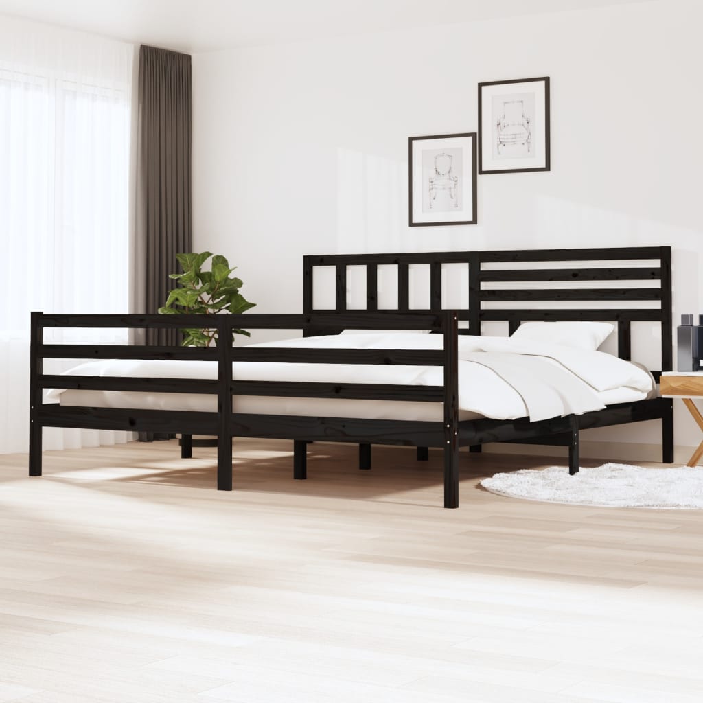 vidaXL Estrutura de cama 200x200 cm madeira maciça preto