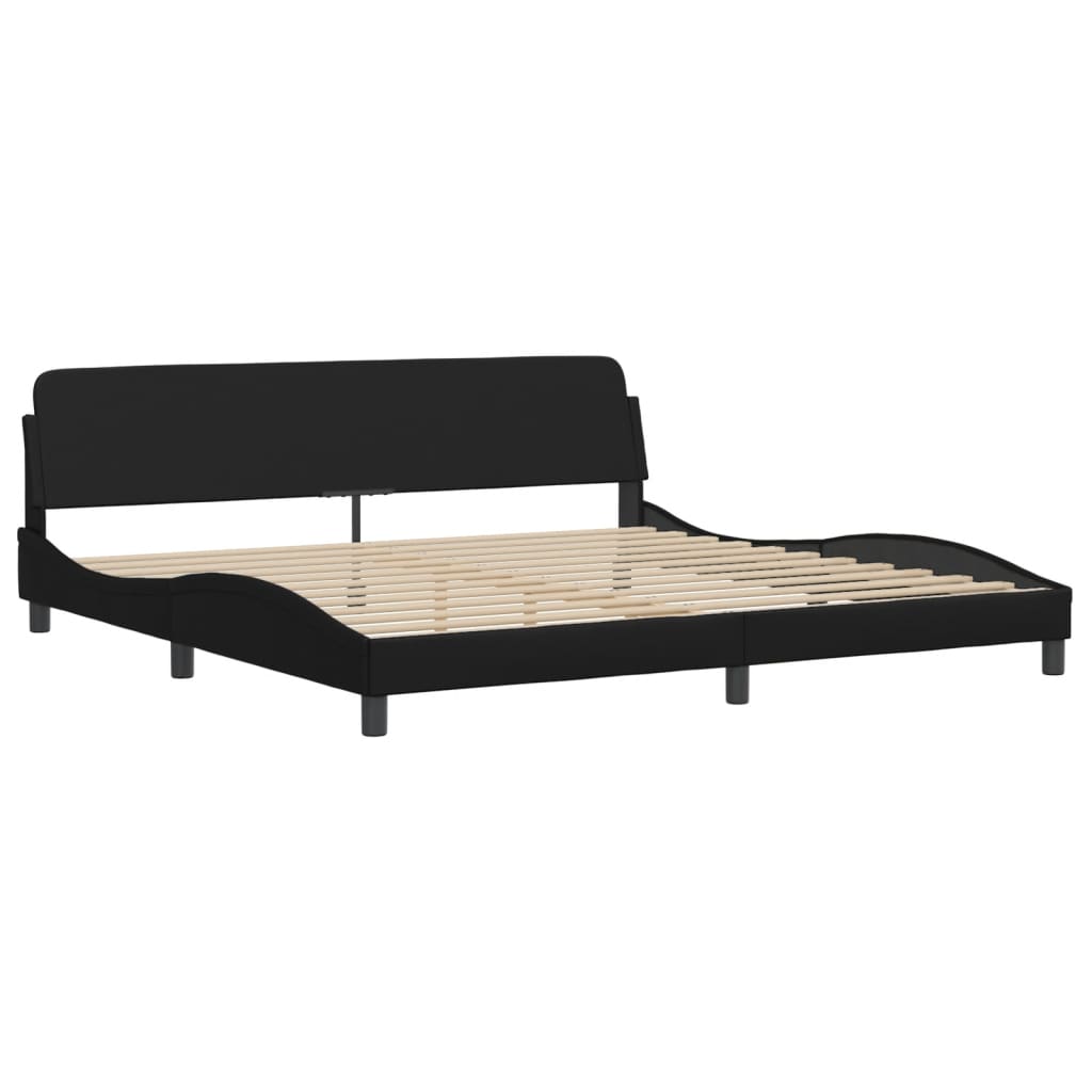 vidaXL Estrutura cama c/ cabeceira 200x200 cm couro artificial preto