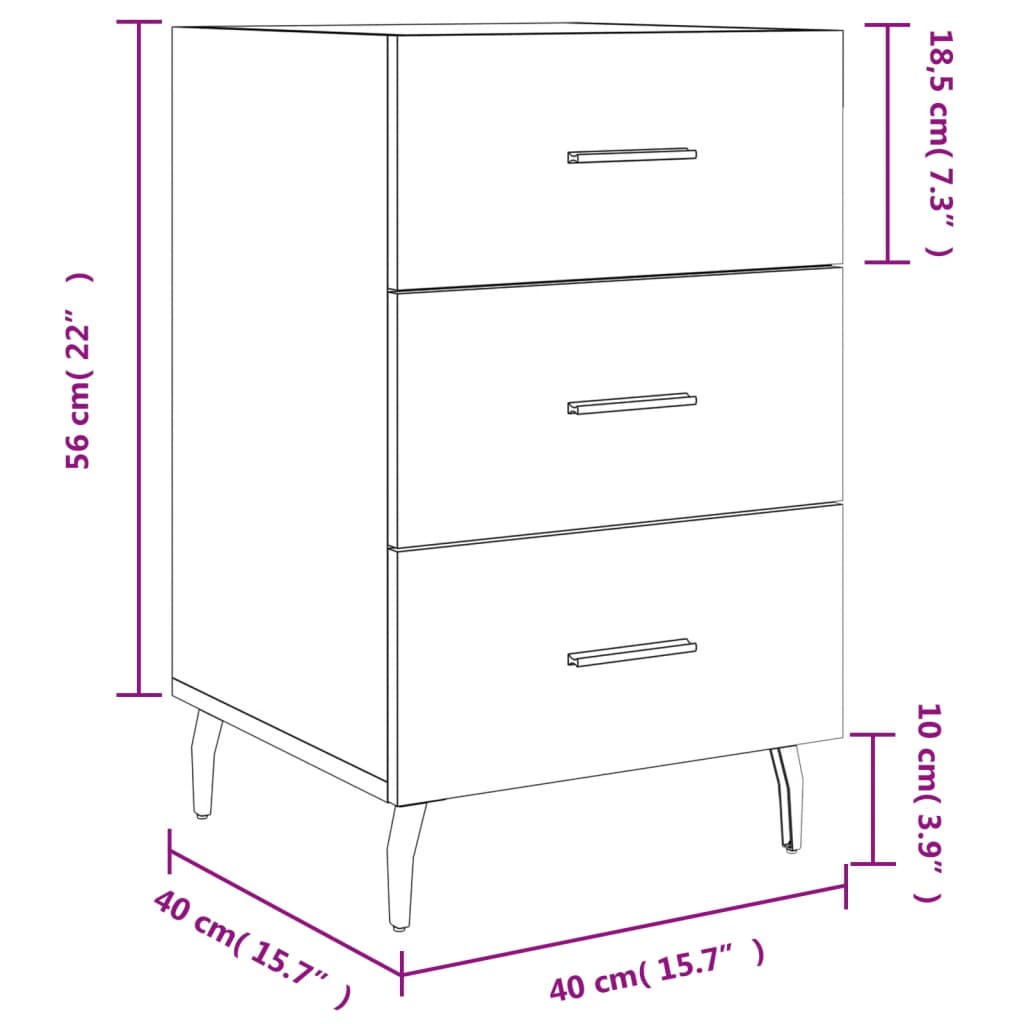 vidaXL Mesa de cabeceira 40x40x66 cm derivados de madeira preto