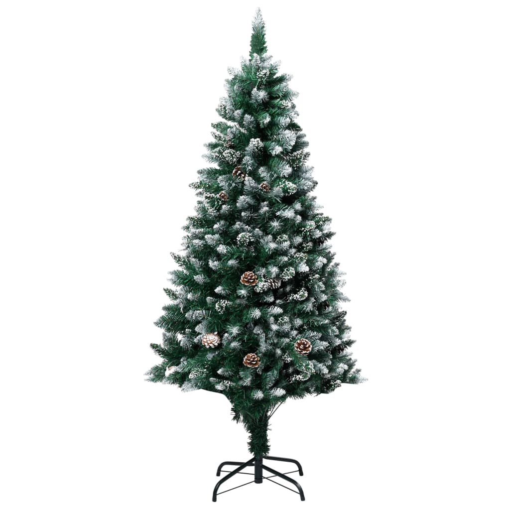 vidaXL Árvore Natal artificial pré-iluminada c/ bolas e pinhas 210 cm