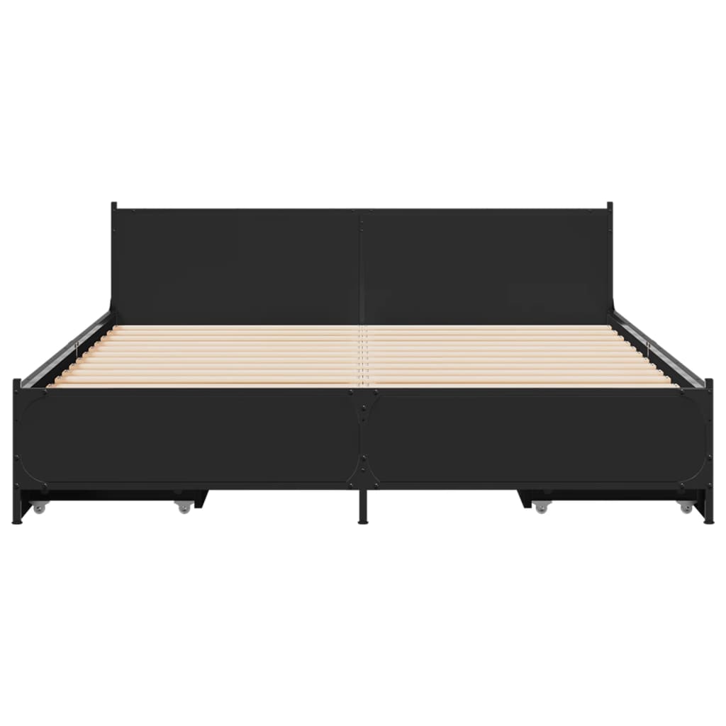 vidaXL Estrutura de cama c/ gavetas 140x190 cm derivados madeira preto