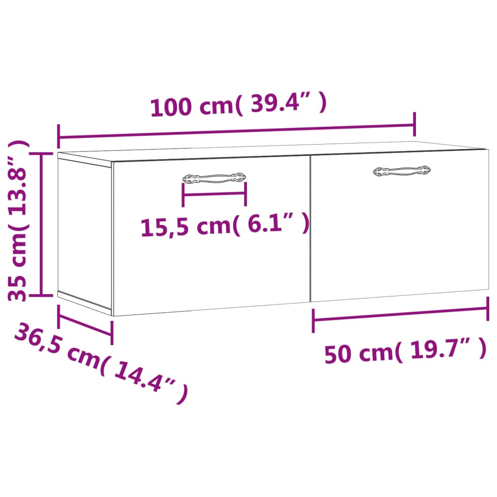 vidaXL Armário parede 100x36,5x35cm derivados de madeira cinza cimento