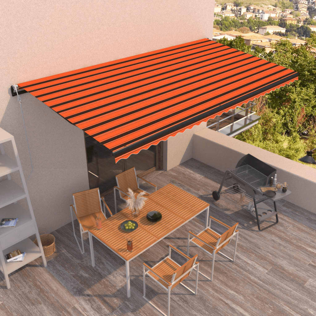 vidaXL Toldo retrátil automático 600x350 cm laranja e castanho