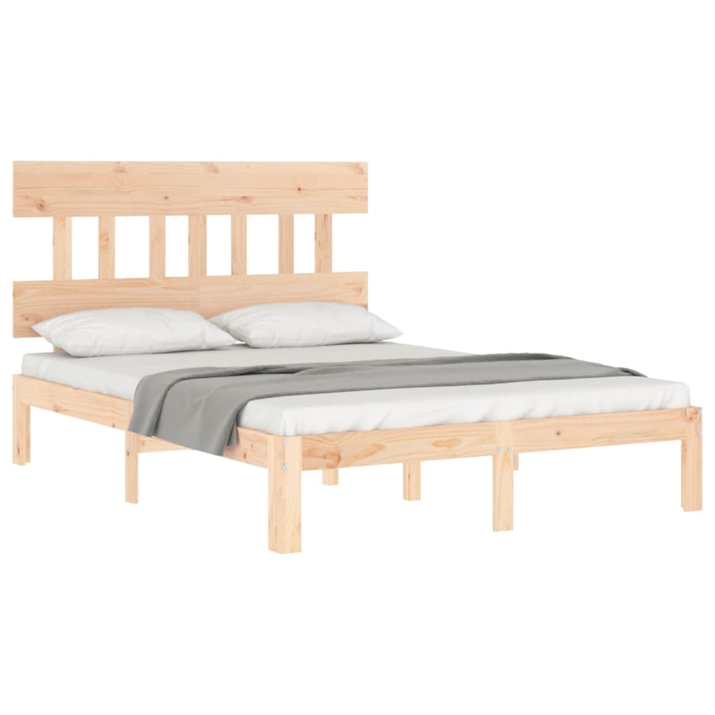 vidaXL Estrutura de cama com cabeceira 140x190 cm madeira maciça