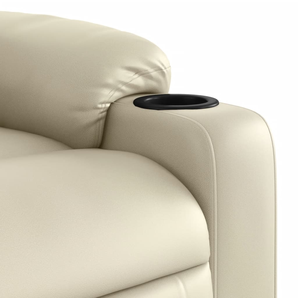 vidaXL Poltrona reclinável de massagens couro artificial cor creme