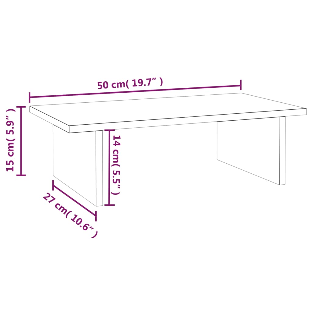 vidaXL Suporte para monitor 50x27x15 cm madeira de pinho maciça cinza