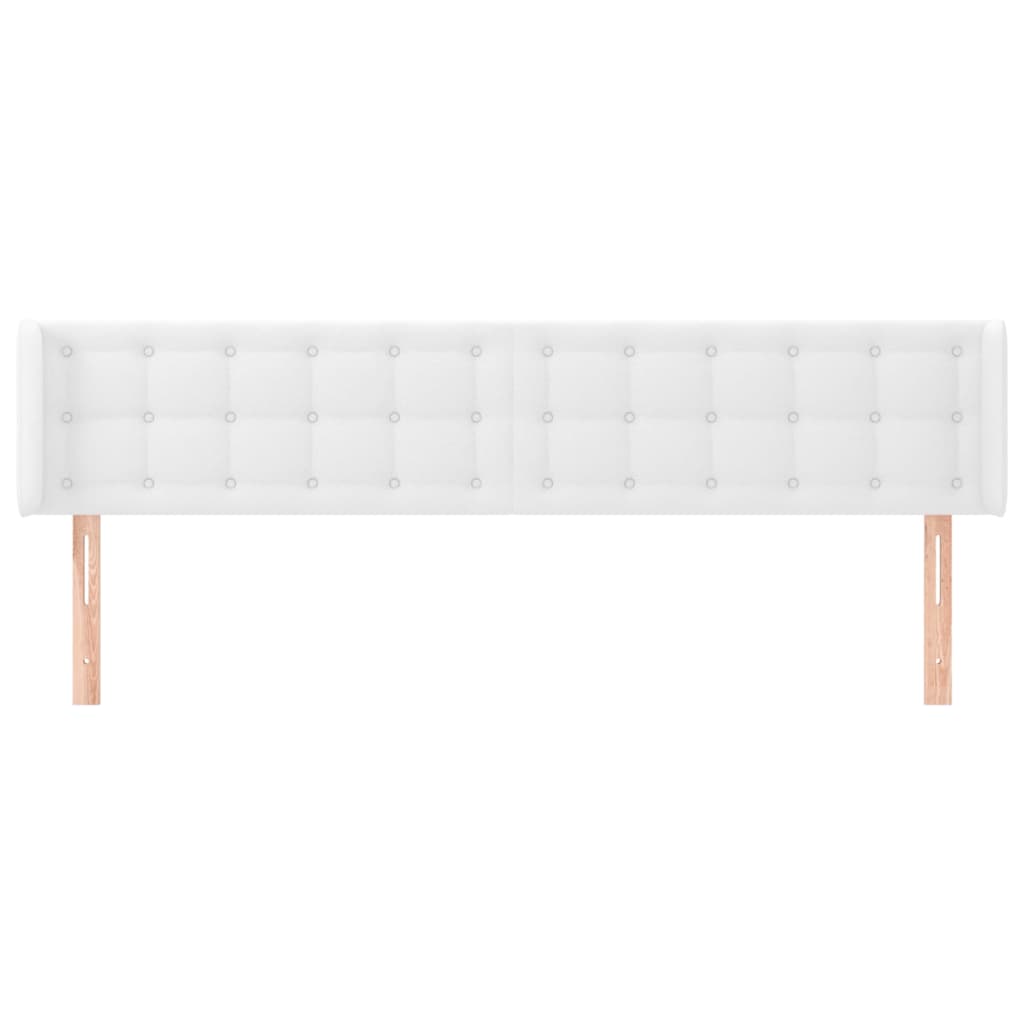 vidaXL Cabeceira cama c/ abas couro artificial 203x16x78/88 cm branco