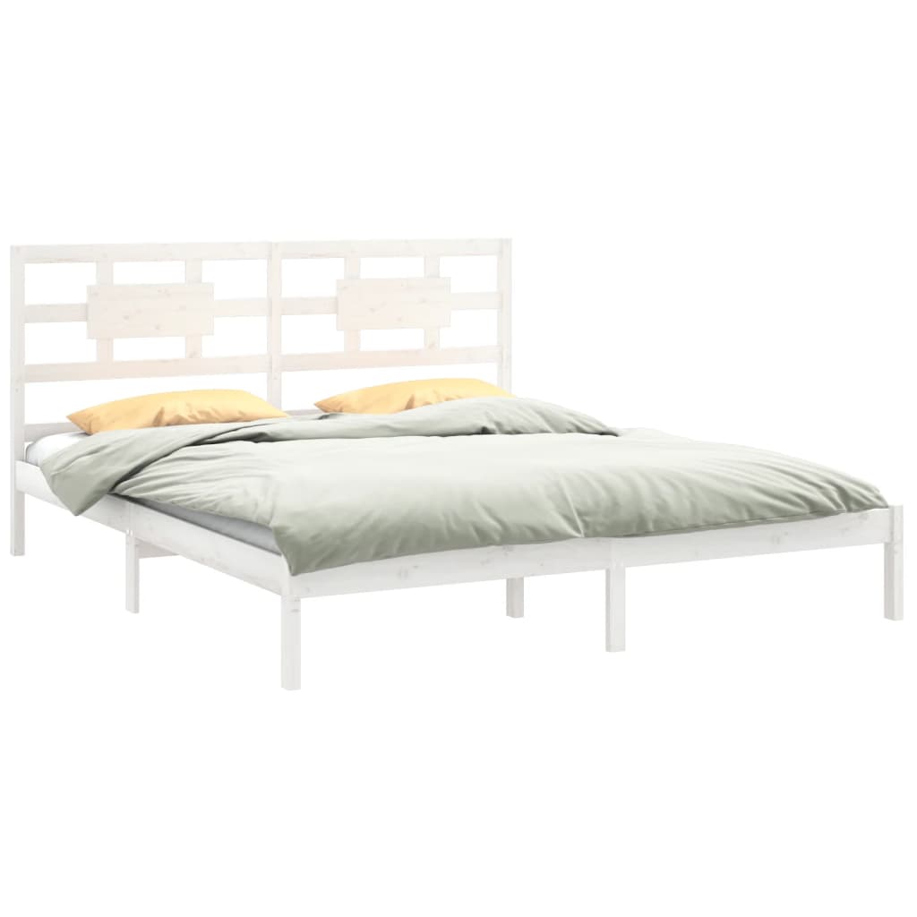 vidaXL Estrutura de cama super king pinho maciço 180x200 cm branco