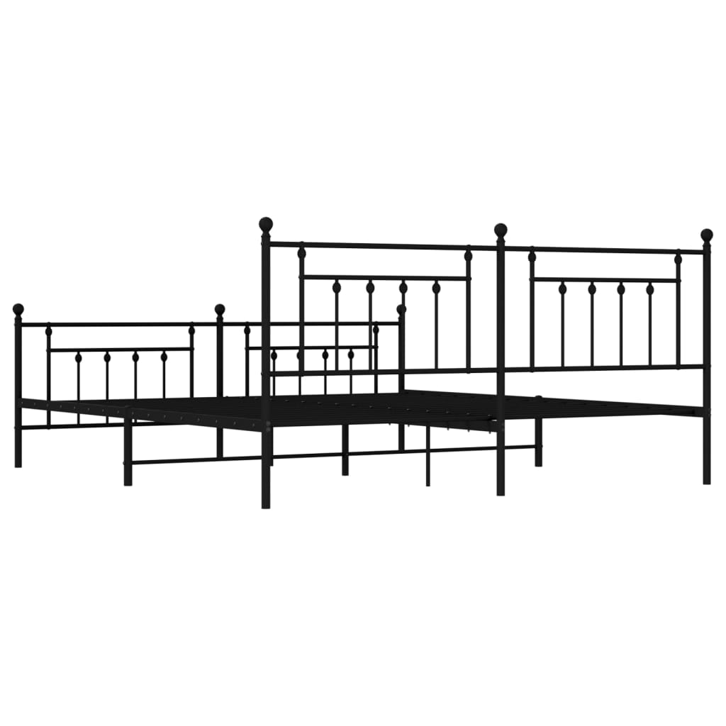 vidaXL Estrutura de cama com cabeceira e pés 200x200 cm metal preto