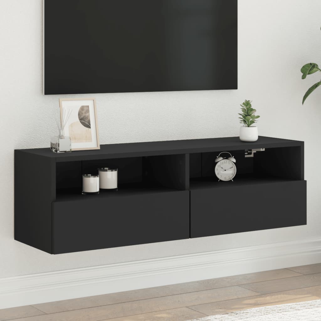 vidaXL Móvel de parede p/ TV 100x30x30 cm derivados de madeira preto