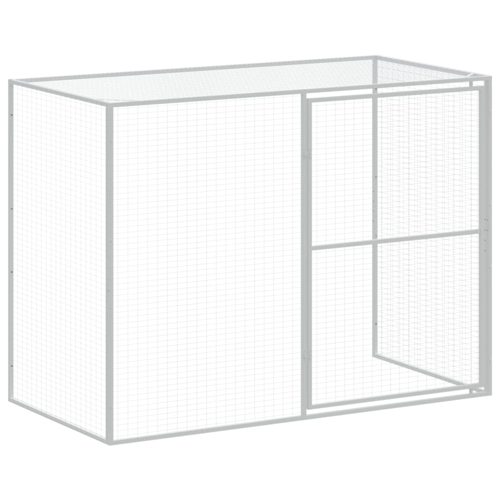 vidaXL Casota cães c/ parque 214x253x181 cm aço galvaniz. cinza-claro