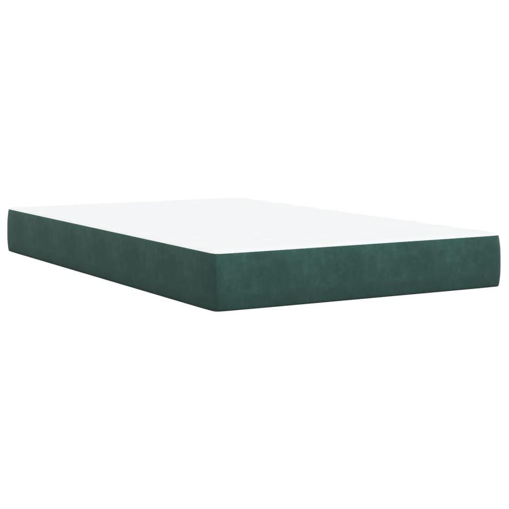 vidaXL Cama boxspring com colchão 120x200 cm veludo verde-escuro