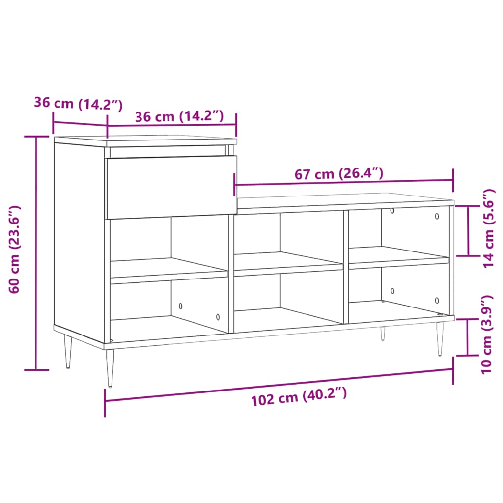 vidaXL Sapateira 102x36x60 cm derivados de madeira branco