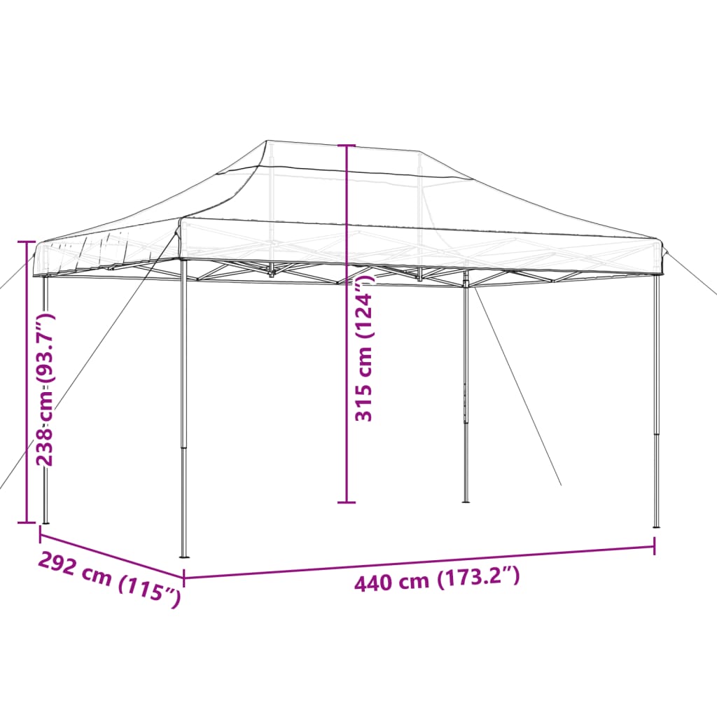 vidaXL Tenda para festas pop-up dobrável 440x292x315 cm castanho