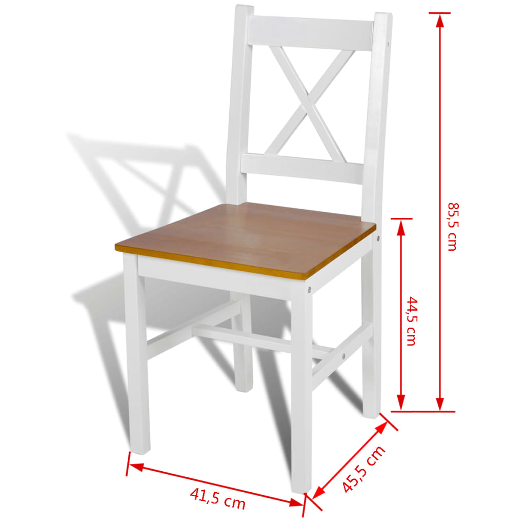 vidaXL Cadeiras de jantar 2 pcs madeira de pinho branco