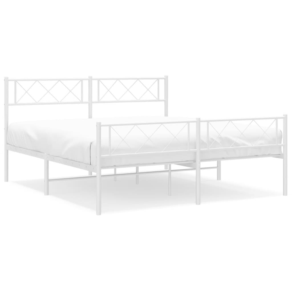 vidaXL Estrutura de cama com cabeceira e pés 140x200 cm metal branco