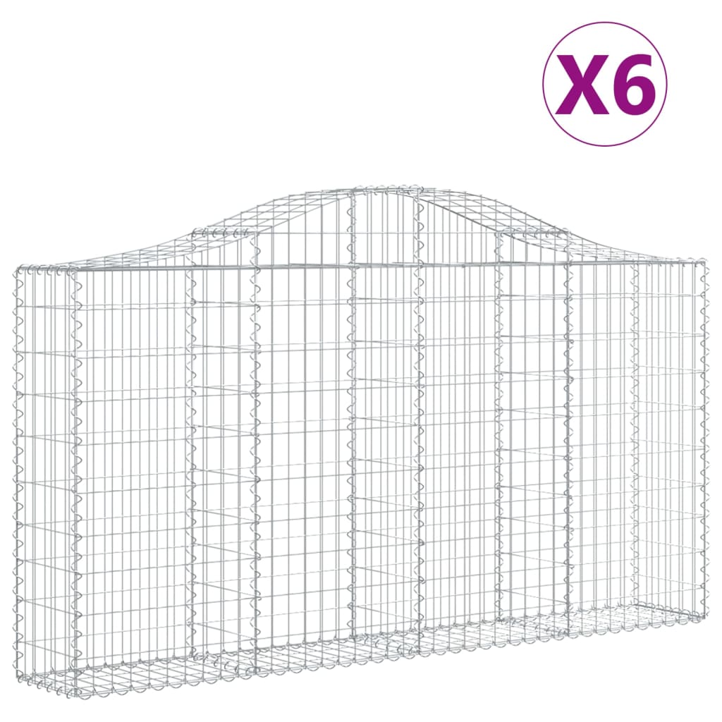 vidaXL Cestos gabião arqueados 6pcs 200x30x100/120cm ferro galvanizado