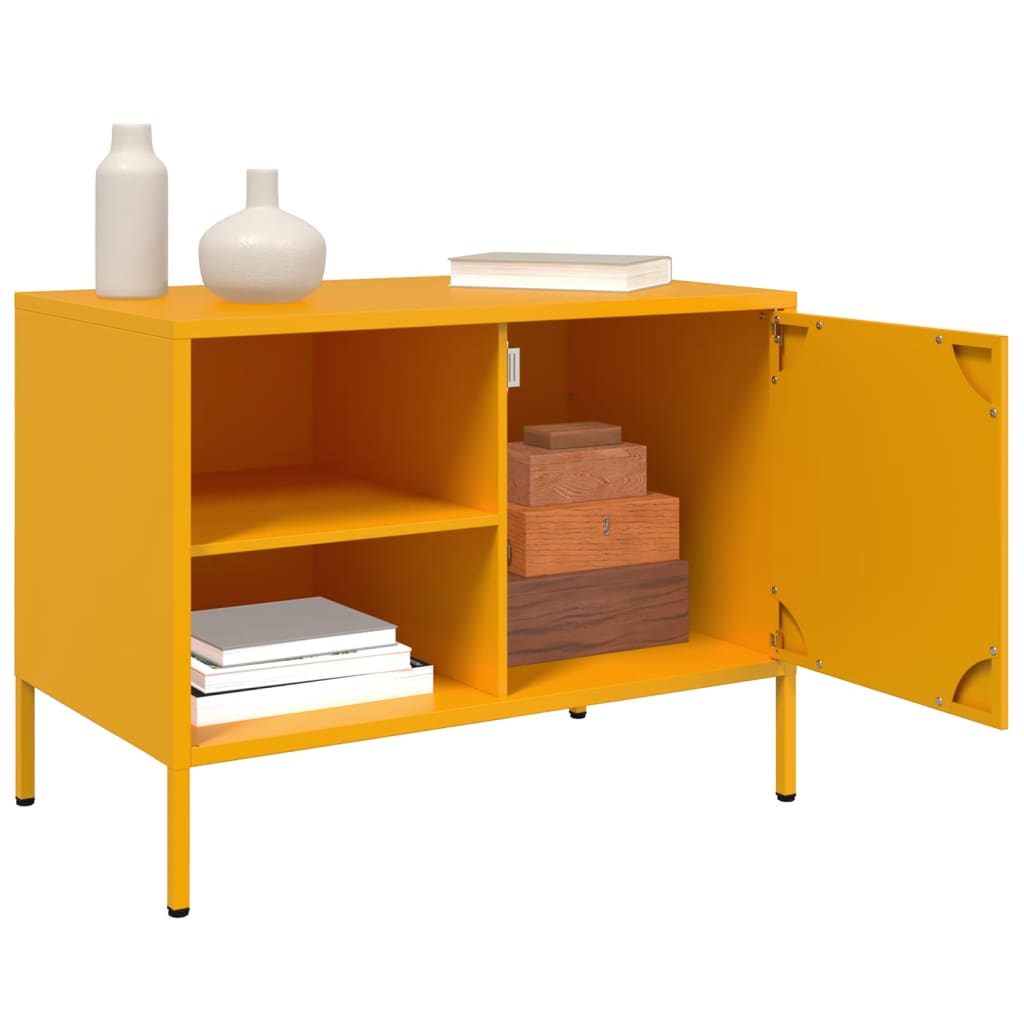 vidaXL Móvel de TV 68x39x50,5 cm aço amarelo mostarda