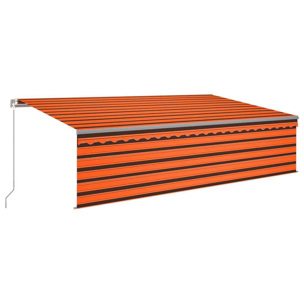 vidaXL Toldo retrátil manual com estore e LED 5x3 m laranja e castanho