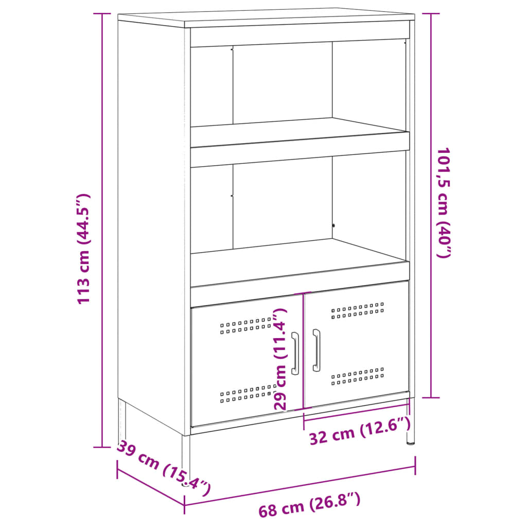 vidaXL Aparador alto 68x39x113 cm aço branco