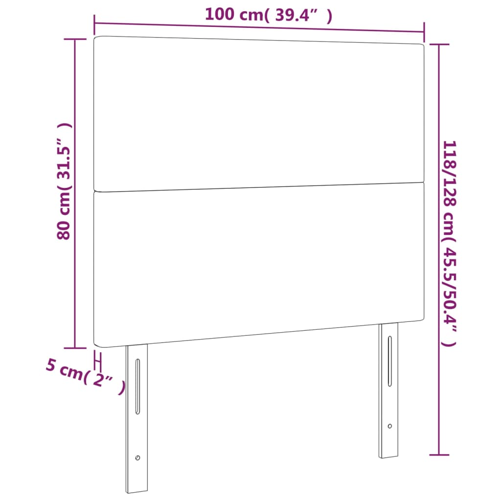 vidaXL Cabeceira cama c/ LED tecido 100x5x118/128 cm verde