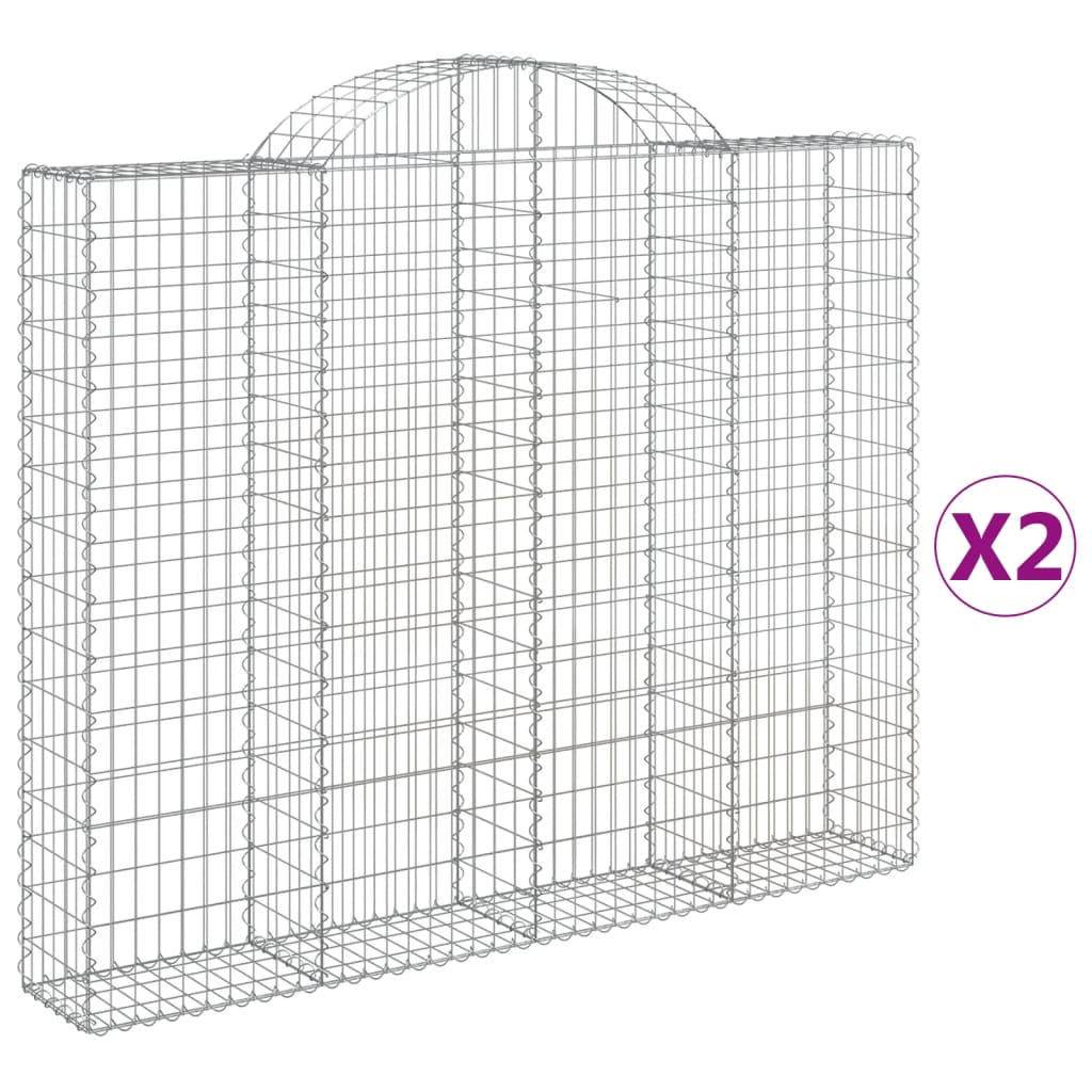 vidaXL Cestos gabião arqueados 2pcs 200x30x160/180cm ferro galvanizado