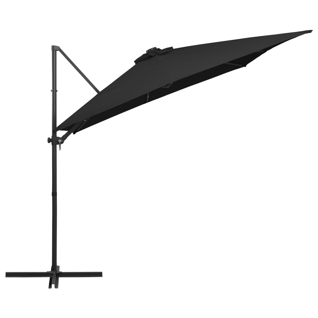 vidaXL Guarda-sol cantilever c/ luzes LED e poste aço 250x250 cm preto