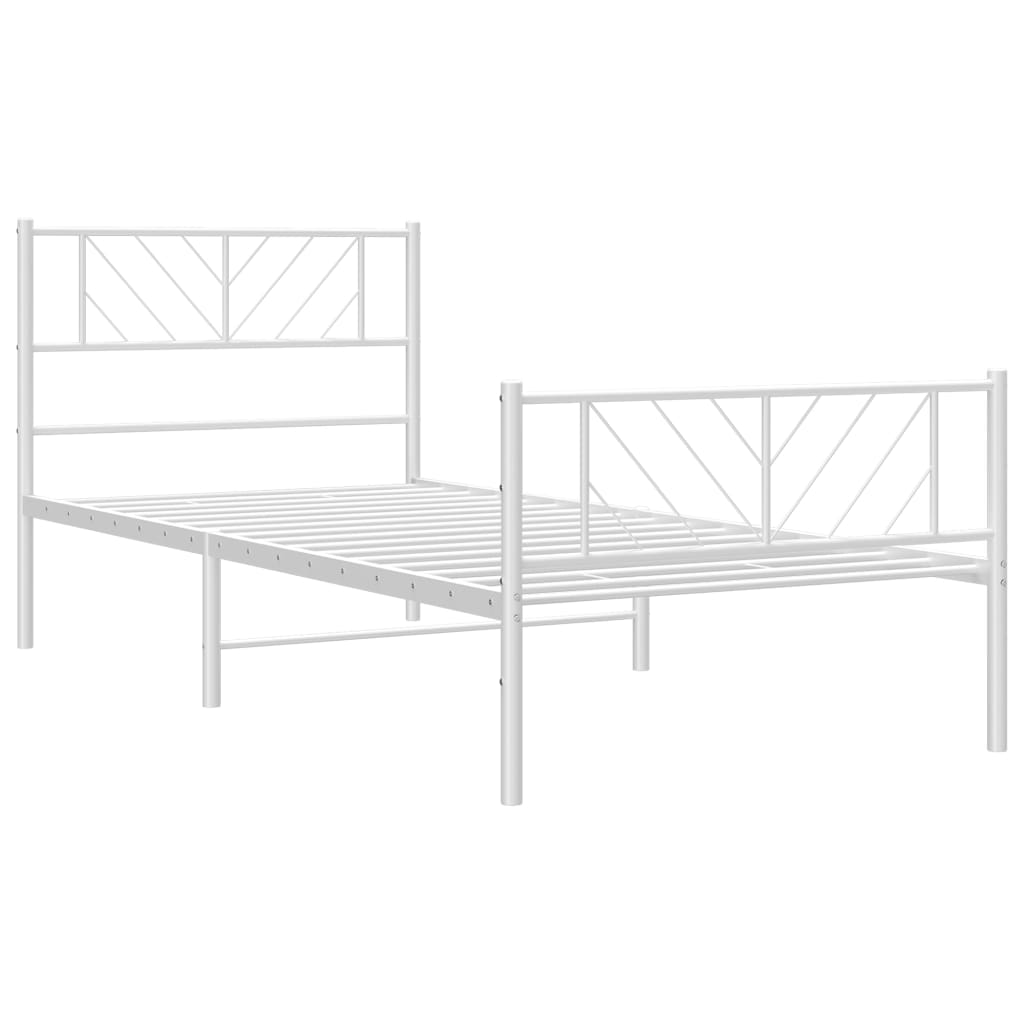 vidaXL Estrutura de cama com cabeceira e pés 100x190 cm metal branco