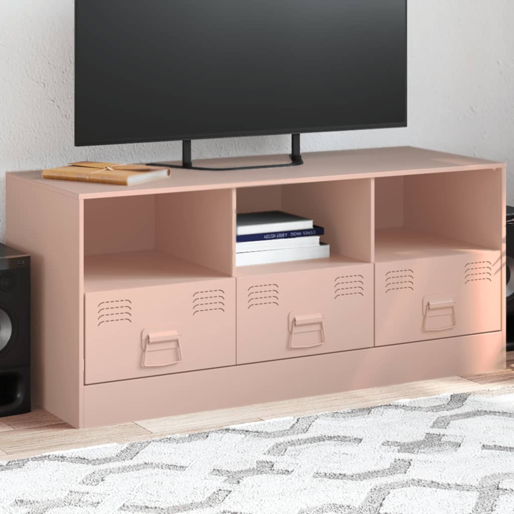 vidaXL Móvel de TV 99x39x44 aço rosa