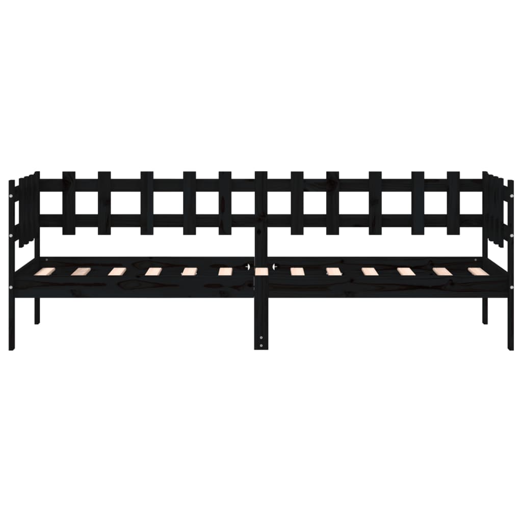 vidaXL Sofá-cama 90 x 200 cm madeira de pinho maciça preto