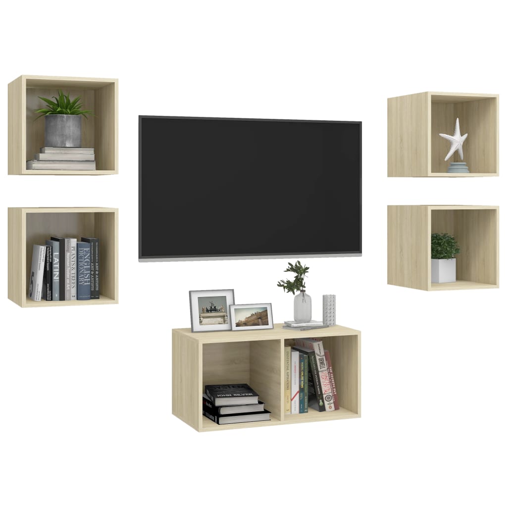 vidaXL 5 pcs conjunto móveis de TV derivados madeira carvalho sonoma