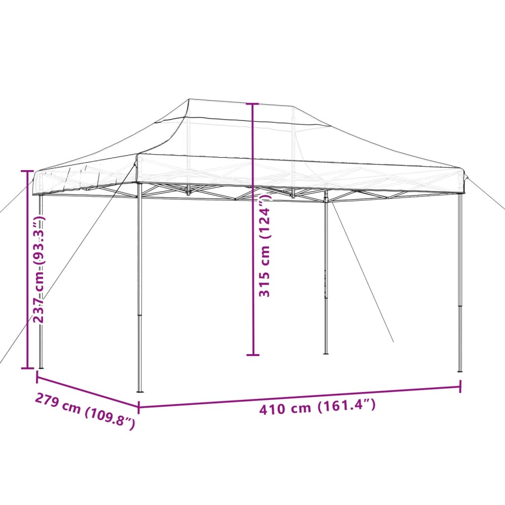 vidaXL Tenda para festas pop-up dobrável 410x279x315 cm laranja