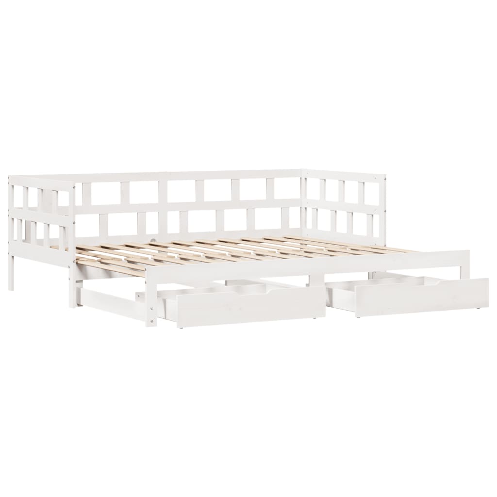 vidaXL Sofá-cama c/ gavetão e gavetas branco 90x200cm madeira de pinho