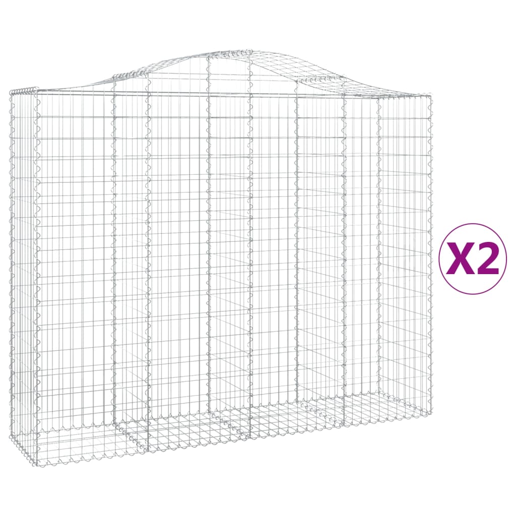 vidaXL Cestos gabião arqueados 2pcs 200x50x160/180cm ferro galvanizado