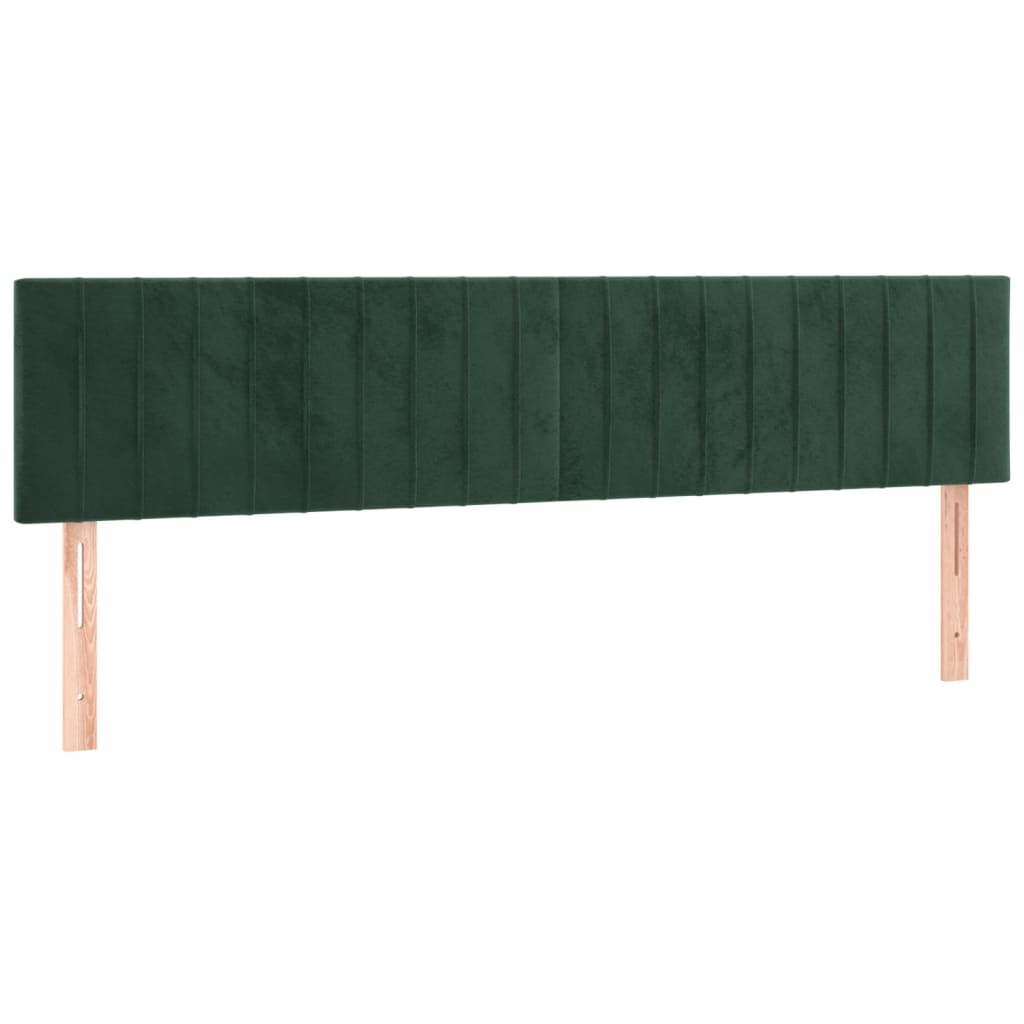 vidaXL Cabeceira de cama c/luzes LED veludo 180x5x78/88cm verde-escuro