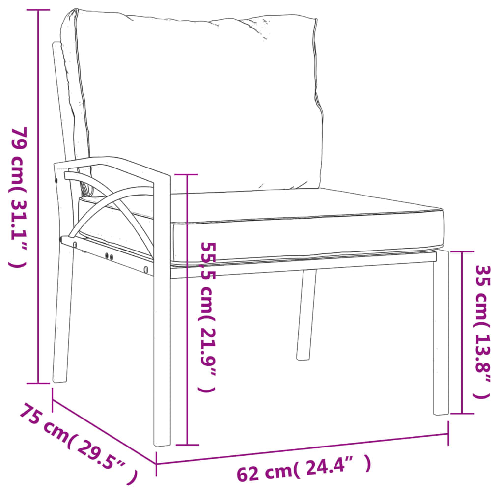 vidaXL 7 pcs conjunto lounge de jardim aço c/ almofadões areia