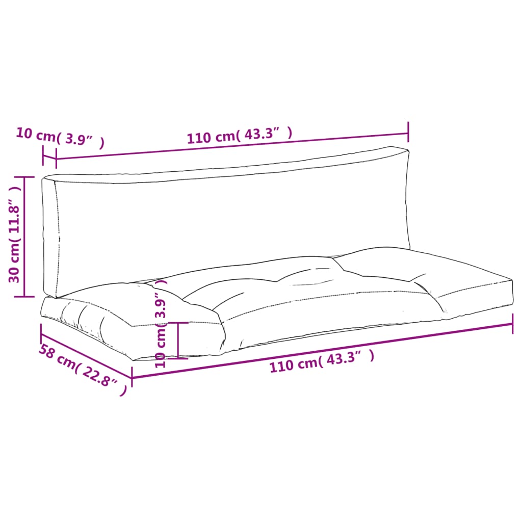 vidaXL Almofadões p/ paletes 2 pcs tecido oxford riscas azul/branco