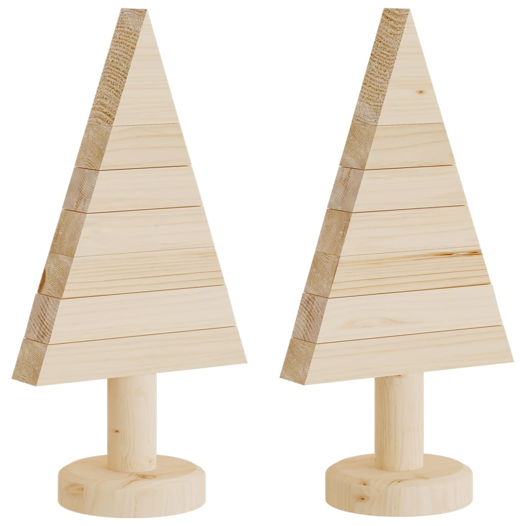 vidaXL Árvores de Natal decorativas 2pcs 30 cm madeira de pinho maciça