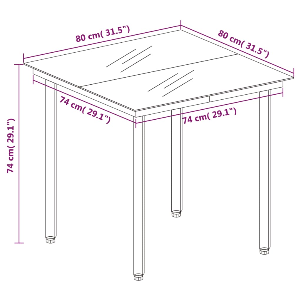 vidaXL 5 pcs Conjunto de jantar para jardim preto