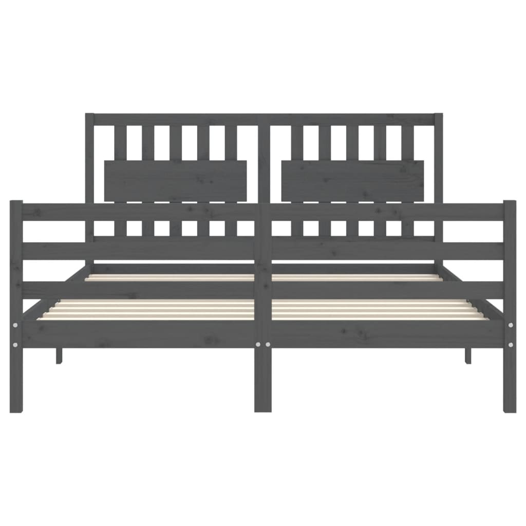 vidaXL Estrutura de cama com cabeceira 160x200 cm madeira maciça cinza
