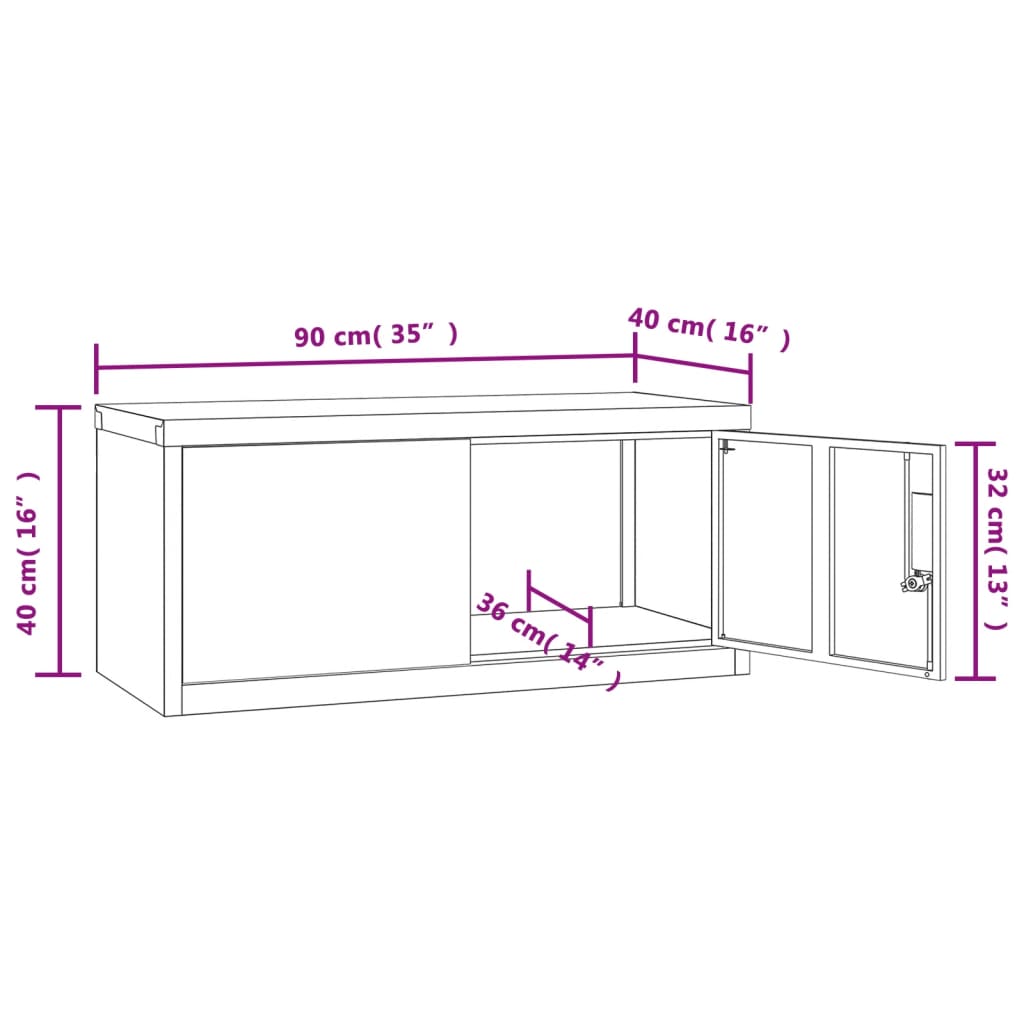 vidaXL Arquivador 90x40x145 cm aço preto