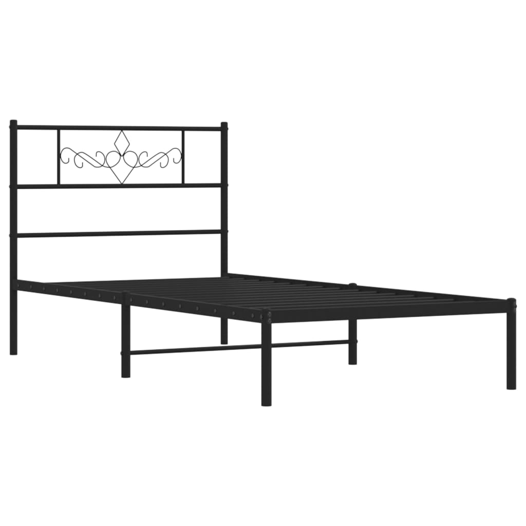 vidaXL Estrutura de cama com cabeceira 100x200 cm metal preto