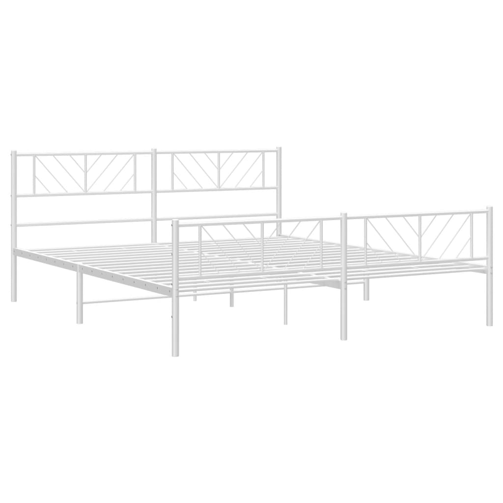 vidaXL Estrutura de cama com cabeceira e pés 183x213 cm metal branco