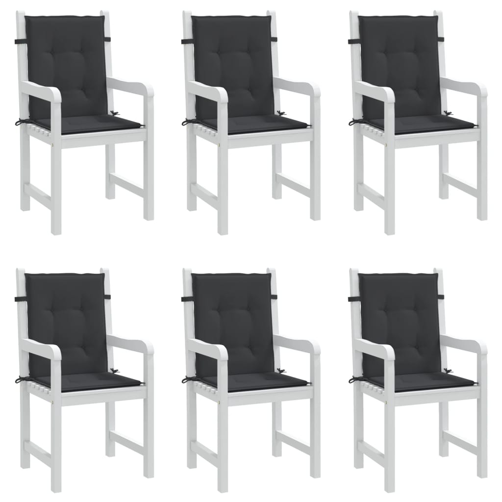 vidaXL Almofadões lombares p/ cadeiras de jardim 6pcs oxford preto