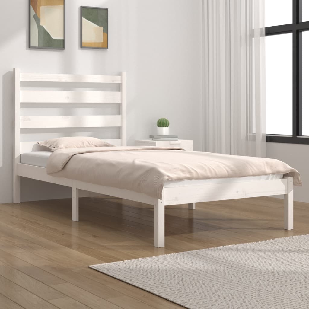 vidaXL Estrutura de cama 100x200 cm pinho maciço branco