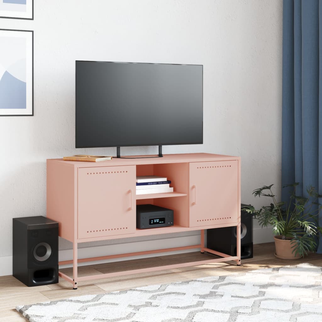 vidaXL Móvel de TV 100,5x39x60,5 cm aço rosa