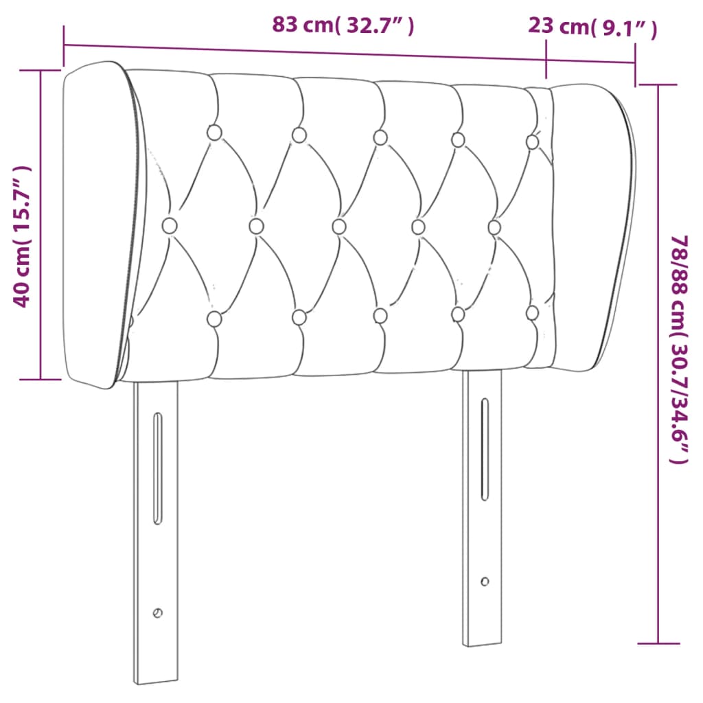 vidaXL Cabeceira de cama c/ abas veludo 83x23x78/88 cm cinzento-escuro