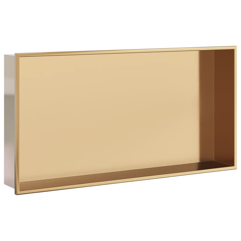 vidaXL Nicho parede p/ duche 62x32x9cm aço inoxidável dourado escovada