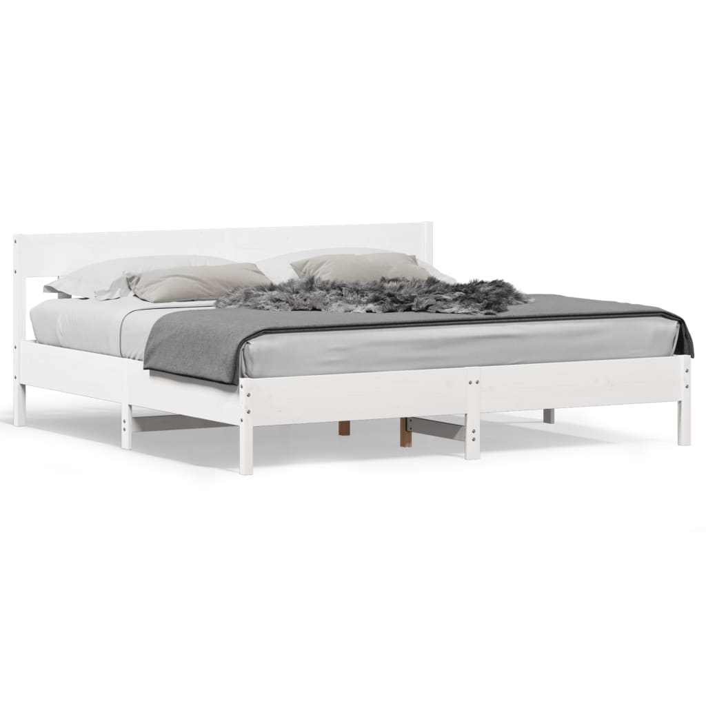 vidaXL Cama sem colchão 200x200 cm madeira de pinho maciça branco