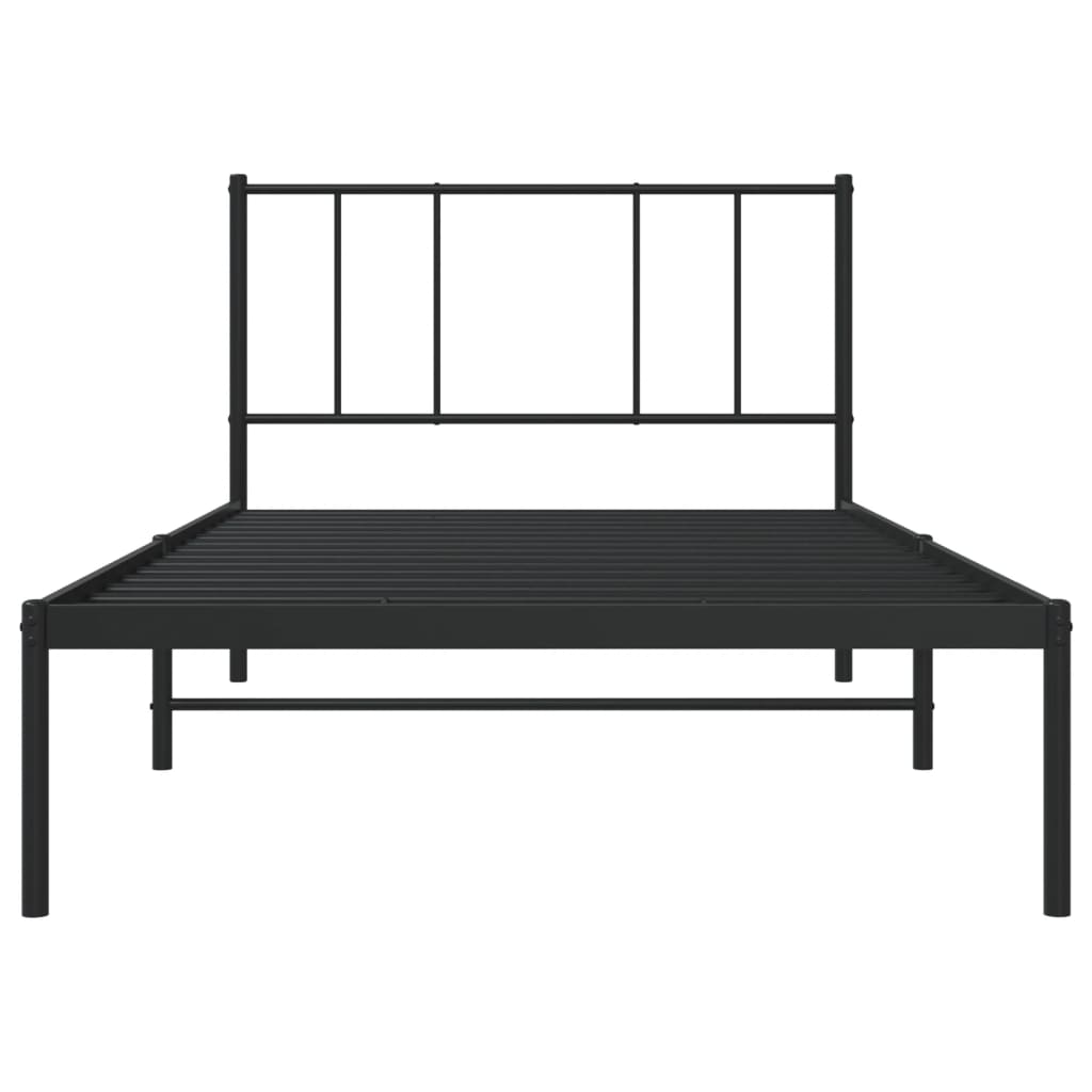 vidaXL Estrutura de cama com cabeceira 100x200 cm metal preto